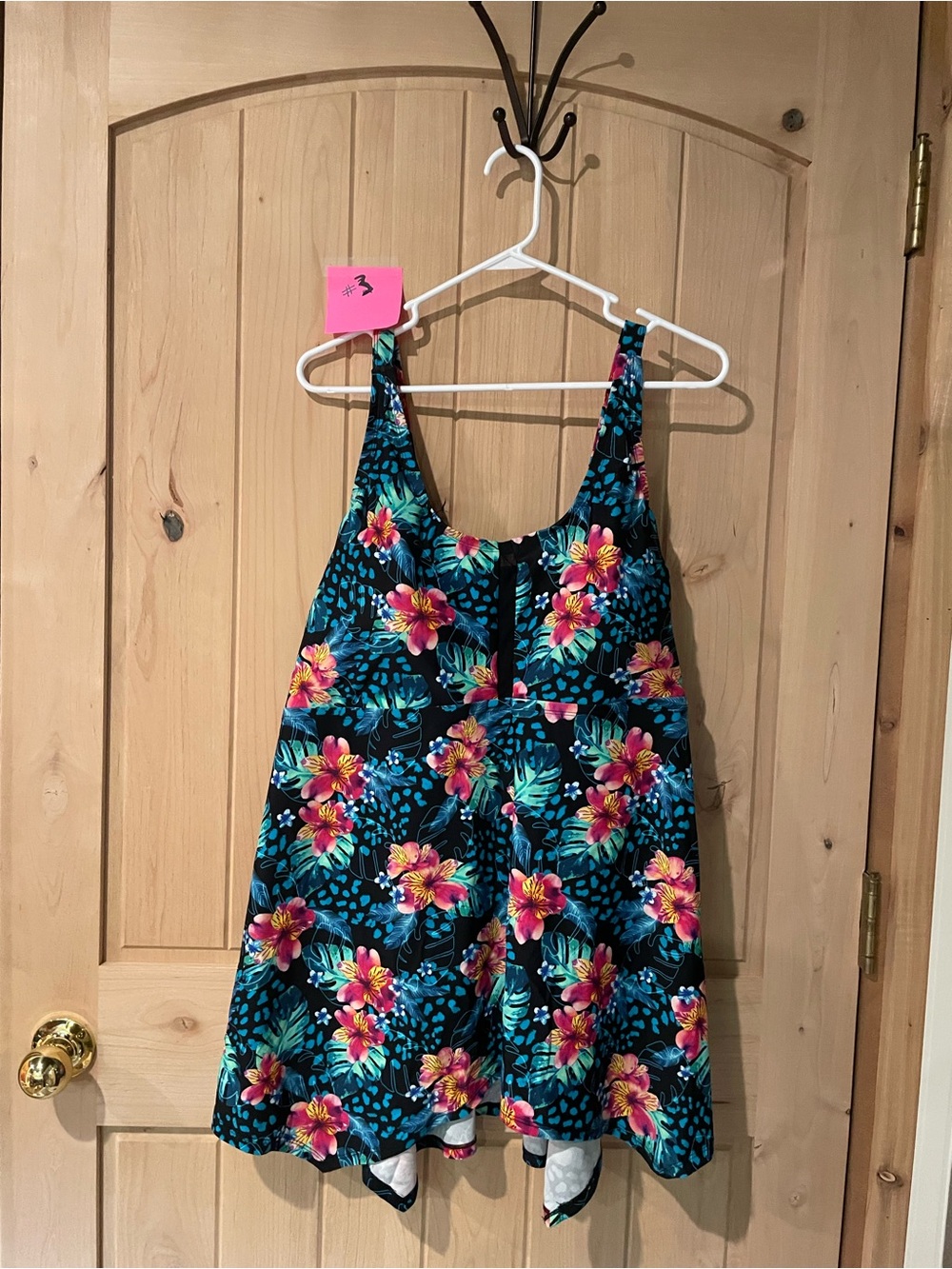 Swimsuits For All Black Floral One-Piece with Teal & Pink Flowers